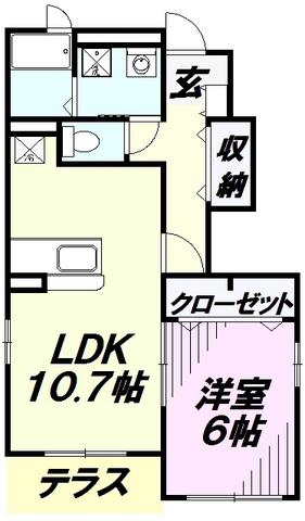 VENITEVENITEI(1LDK/1階)の間取り写真