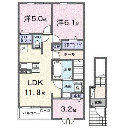 カーム エレガント(3LDK/2階)の間取り写真