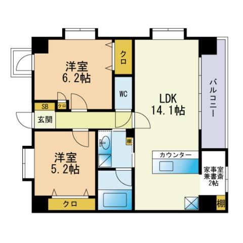 コートサンクレア(2LDK/4階)の間取り写真