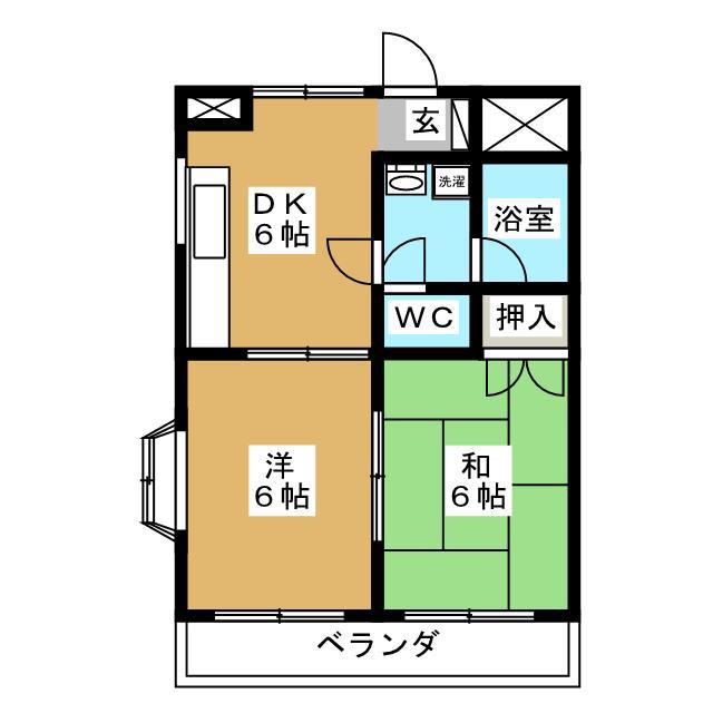 レールサイドヒルズ(2DK/2階)の間取り写真