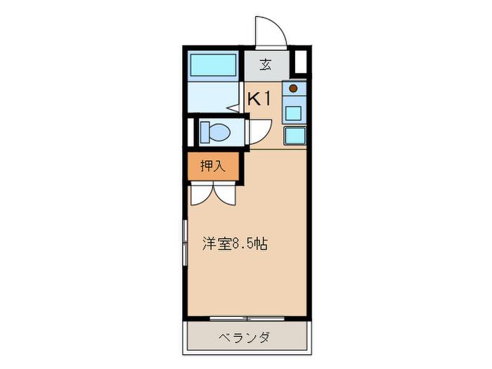 シェリーアルモン(1K/3階)の間取り写真