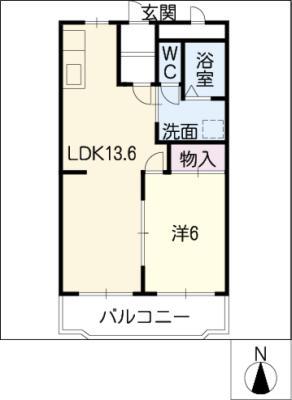 メゾン貴船D棟(1LDK/1階)の間取り写真