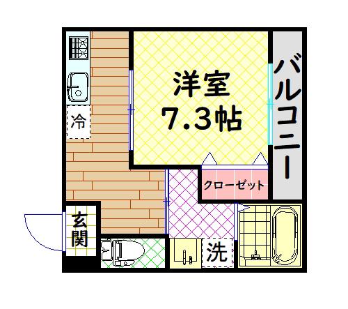 RICHESSE 一条通(1K/1階)の間取り写真