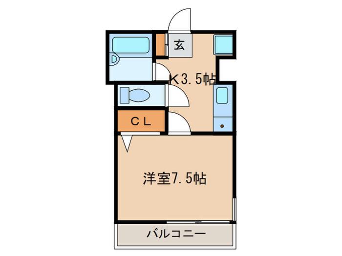ベルメゾンヨネヅ(1K/2階)の間取り写真