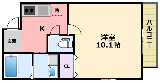 フジパレス西宮鳴尾II番館(1K/2階)の間取り写真