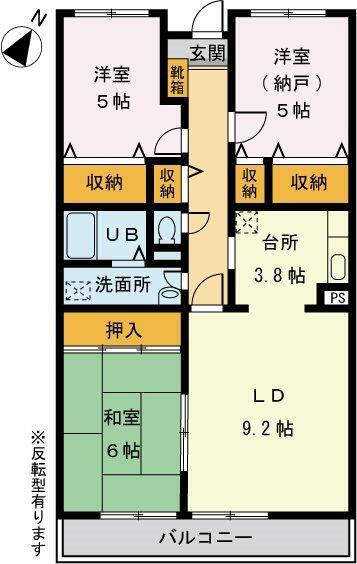 ボヌール(3LDK/1階)の間取り写真