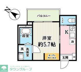 シャルル上福岡(1K/1階)の間取り写真