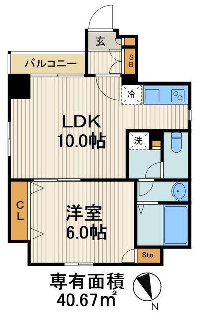 LOG銀座東(1LDK/4階)の間取り写真