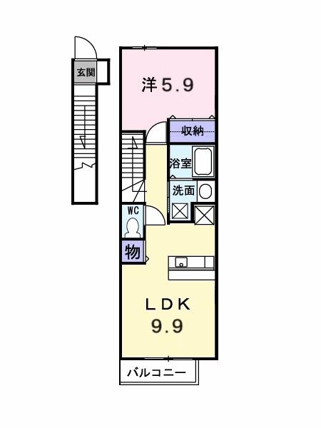 セトル梅林I(1LDK/2階)の間取り写真