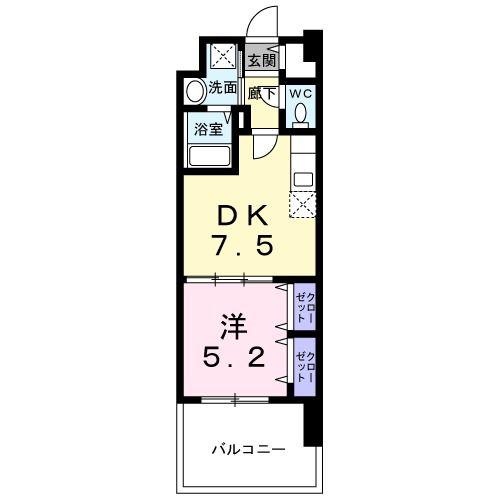 アベリア(1DK/4階)の間取り写真