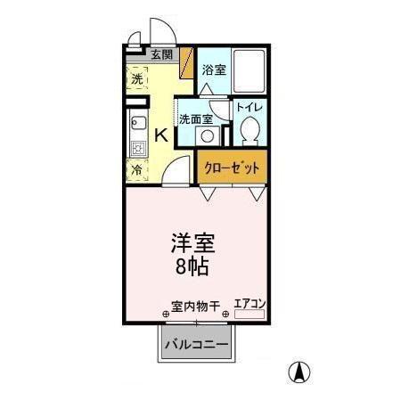 エスポワール(1K/2階)の間取り写真