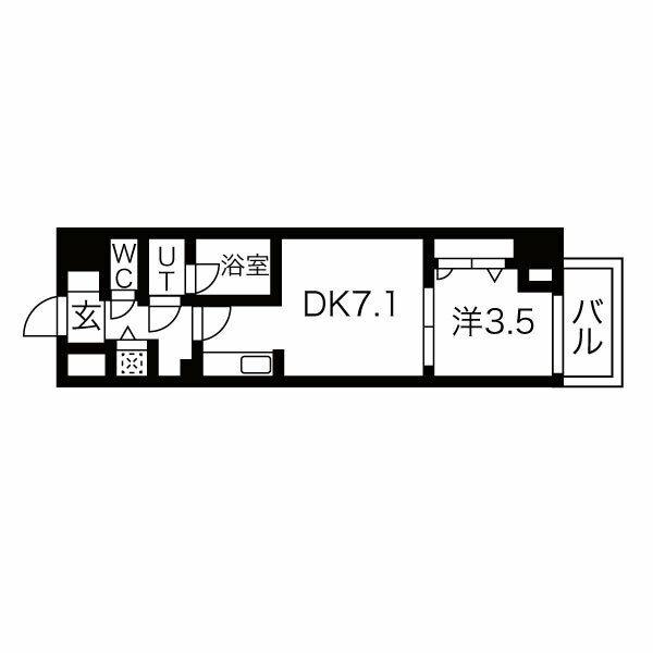 ライフフィールドなにわ本町リュエル(1DK/9階)の間取り写真