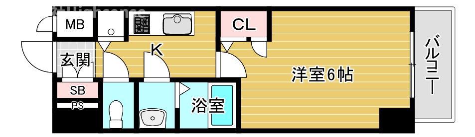 エスリード京橋ウエスト(1K/3階)の間取り写真