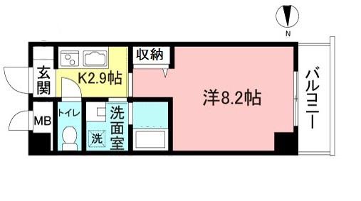 LUANA調布(1K/2階)の間取り写真