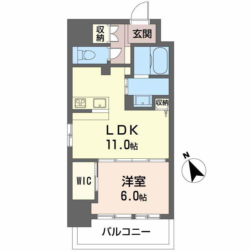 ヴィラシオン大手町(1LDK/11階)の間取り写真