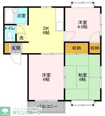 プリムローズ B(3DK/2階)の間取り写真
