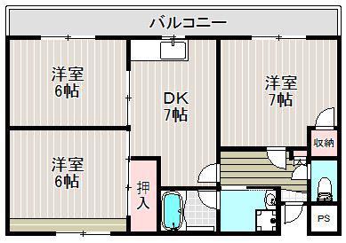 プレステージアスカ(3DK/2階)の間取り写真