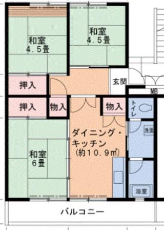 UR泉南一丘(2LDK/1階)の間取り写真