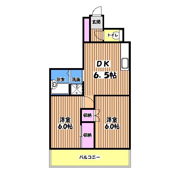 メゾンマルベリィ(2DK/3階)の間取り写真