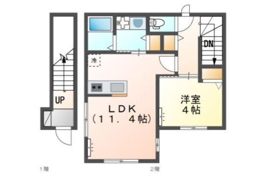 グラスコート明大前(1LDK/2階)の間取り写真