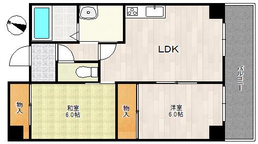 グランドール名神豊中(2LDK/2階)の間取り写真