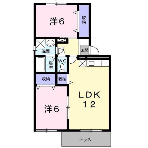 クレストール飯塚B(2LDK/1階)の間取り写真