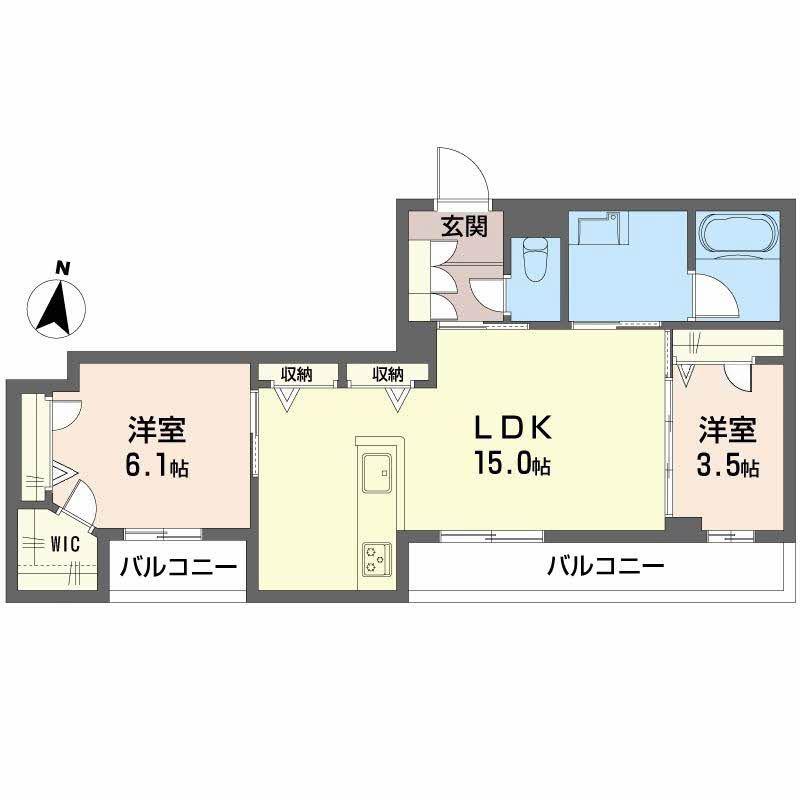 シャーメゾン ウィステリア(2LDK/4階)の間取り写真