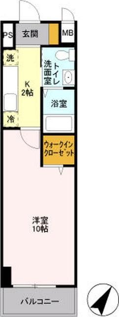 SOLARE横浜(1K/4階)の間取り写真