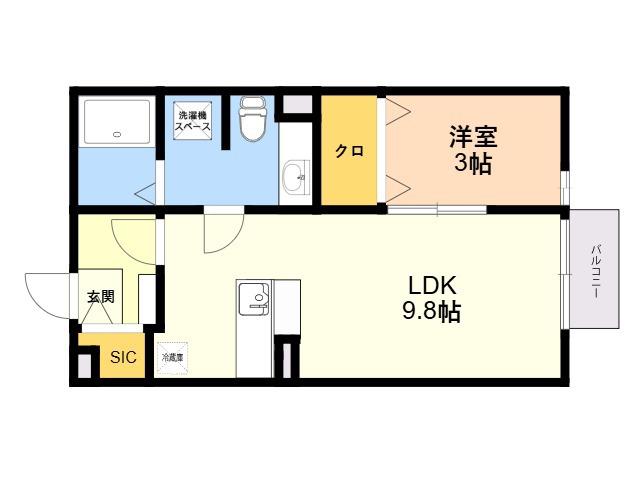 S・K HOUSEⅡ(1LDK/2階)の間取り写真