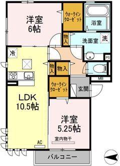 アルブル(2LDK/2階)の間取り写真