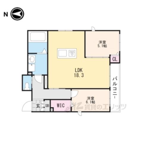 京洛舎 東山三条(2LDK/1階)の間取り写真