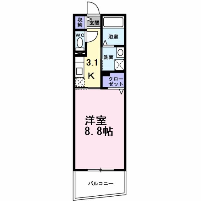 アベニール北花田(1K/3階)の間取り写真