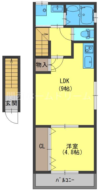 レーヴハイツ高柳(1LDK/3階)の間取り写真