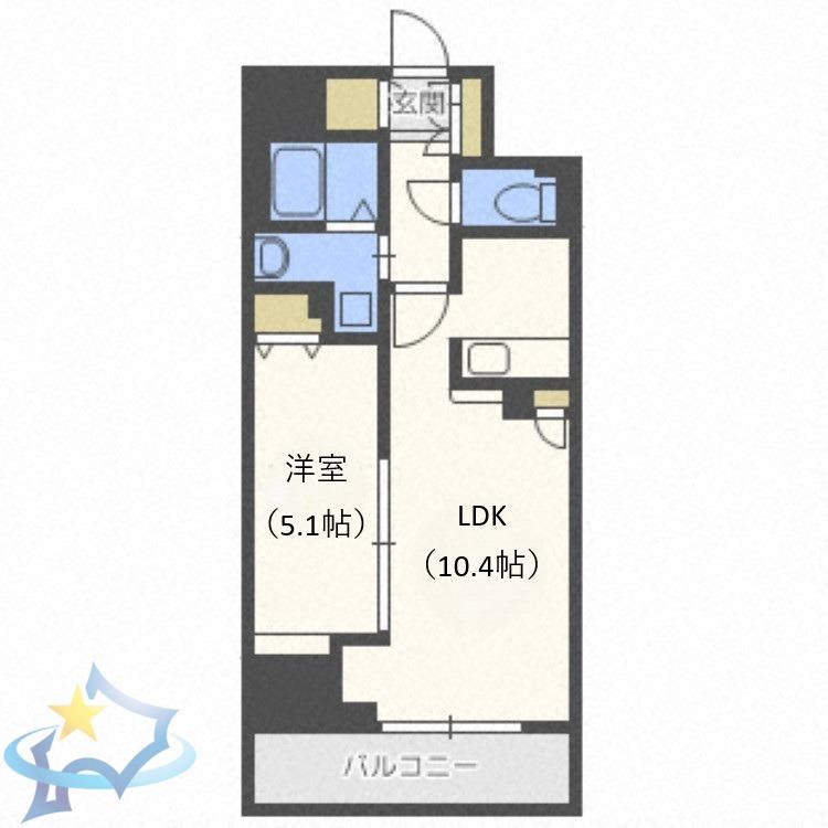 レジディア南1条(1LDK/11階)の間取り写真