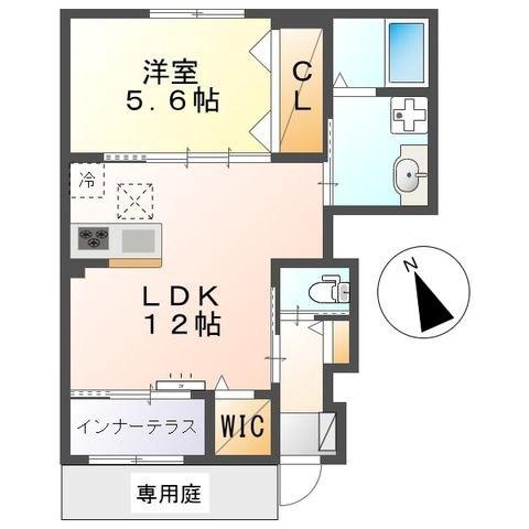 エスポワール(1LDK/1階)の間取り写真