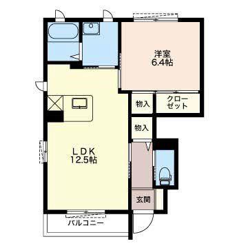 コーポソレイユVI(1LDK/1階)の間取り写真