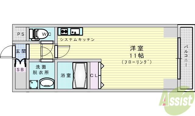グランブルジュ(ワンルーム/3階)の間取り写真