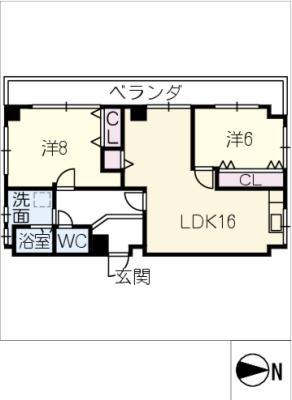 ロートス・ハウス西町(2LDK/2階)の間取り写真