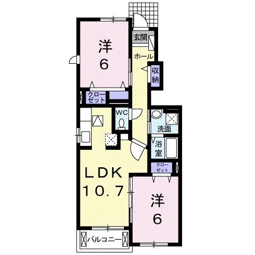 シャイニング スマイル2(2LDK/1階)の間取り写真