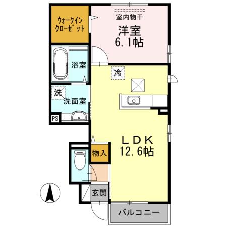 メナージュ A棟(1LDK/1階)の間取り写真