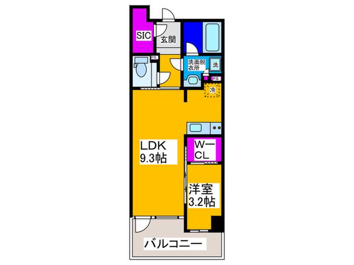 グランアッシュ京橋ソフィス(1LDK/10階)の間取り写真