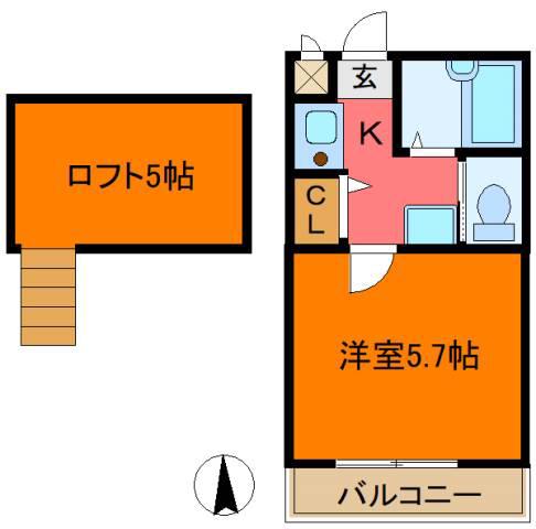 メゾンハッピー(1K/1階)の間取り写真