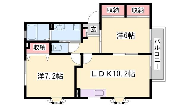 パセオ橋本II番館(2LDK/2階)の間取り写真