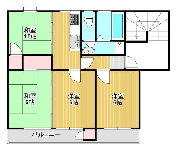 横須賀馬堀台団地10号棟(4K/5階)の間取り写真
