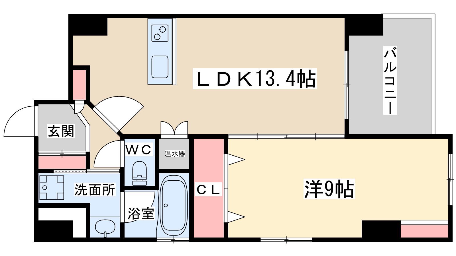 グレンパーク梅田北(1LDK/14階)の間取り写真