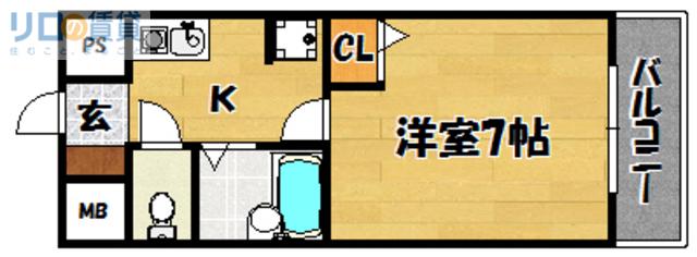 リセスコートI(1K/1階)の間取り写真