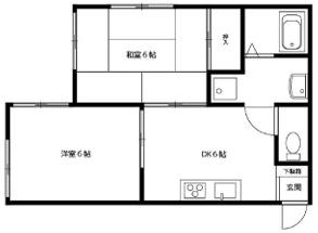 ドミール中津(2LDK/1階)の間取り写真