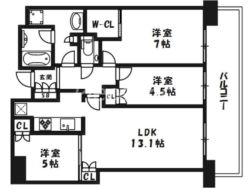 ザ・パークハウス中之島タワー(3LDK/31階)の間取り写真