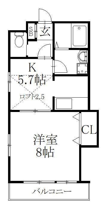 パルティール(1K/2階)の間取り写真