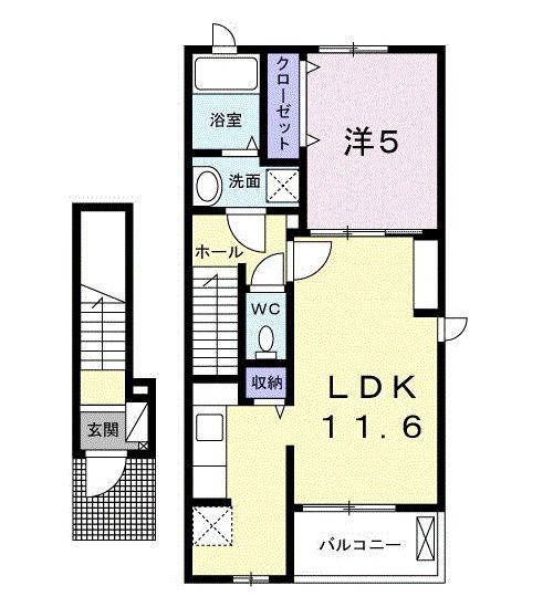 スプリングテラス(1LDK/2階)の間取り写真
